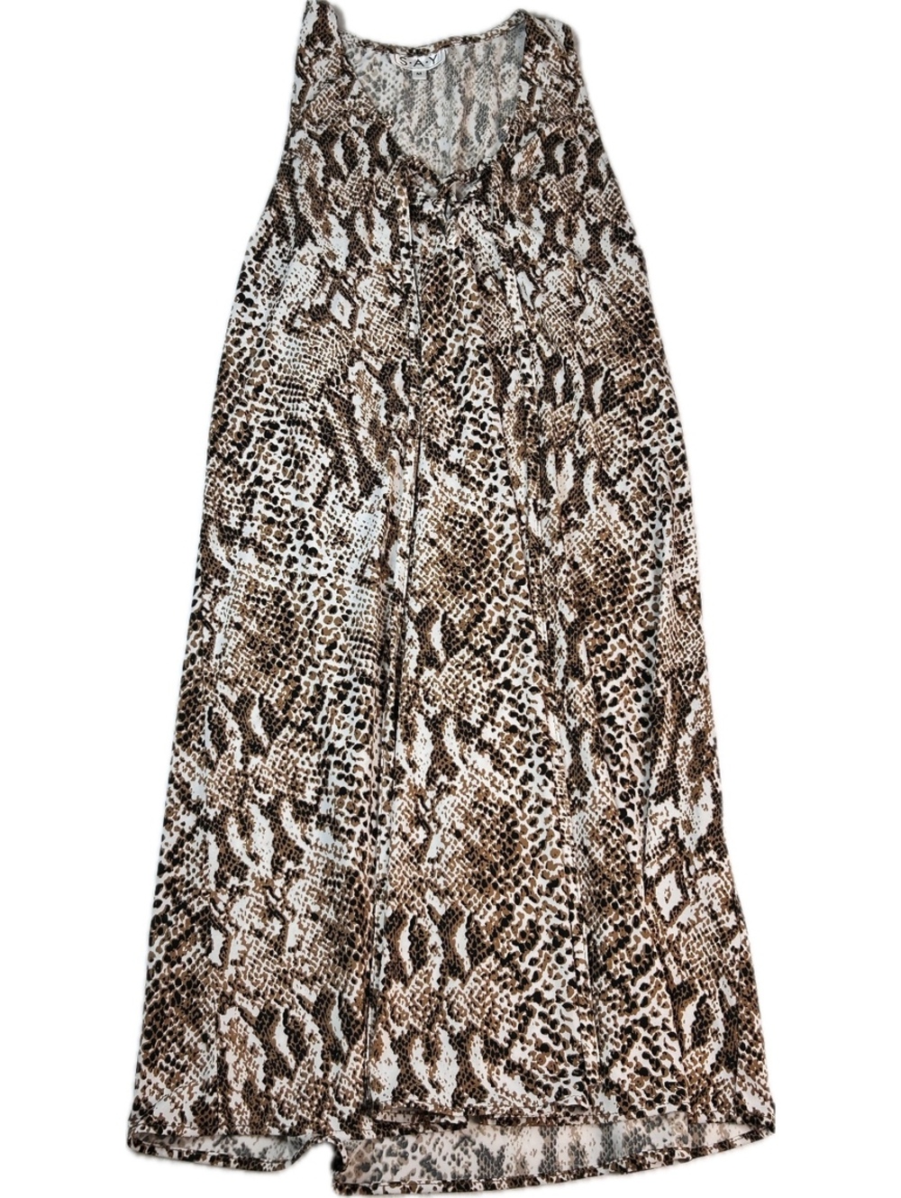 S.A.Y. Sleeveless Brown Snake Print Maxi Dress Size M